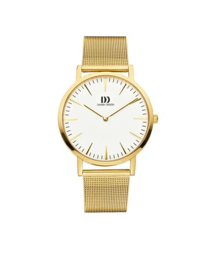 ساعت مچی مردانه بند حصیری گلد صفحه سفید مدل 051235 دنیش دیزاین | Danish Design