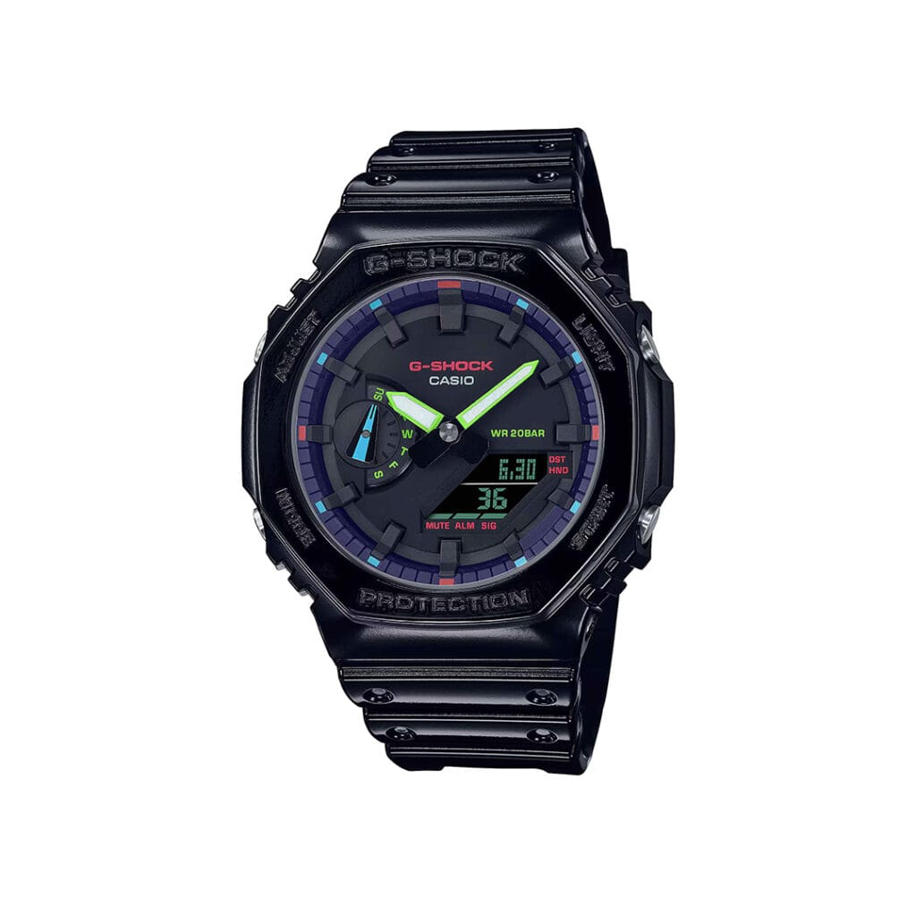 ساعت مچی مردانه جی شاک بند سیلیکونی مدل GA-2100RGB-1ADR کاسیو جی شاک |CASIO-G-SHOK