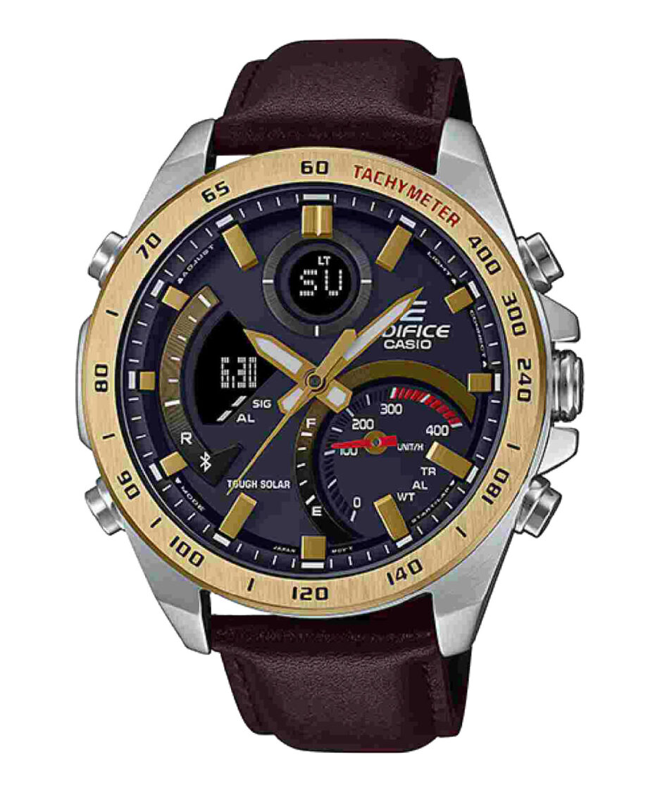 ساعت مچی مردانه کاسیو بند چرم قهوه ای مدل ECB-900GL-1ADR کاسیو ادی فایس |CASIO-EDIFICE