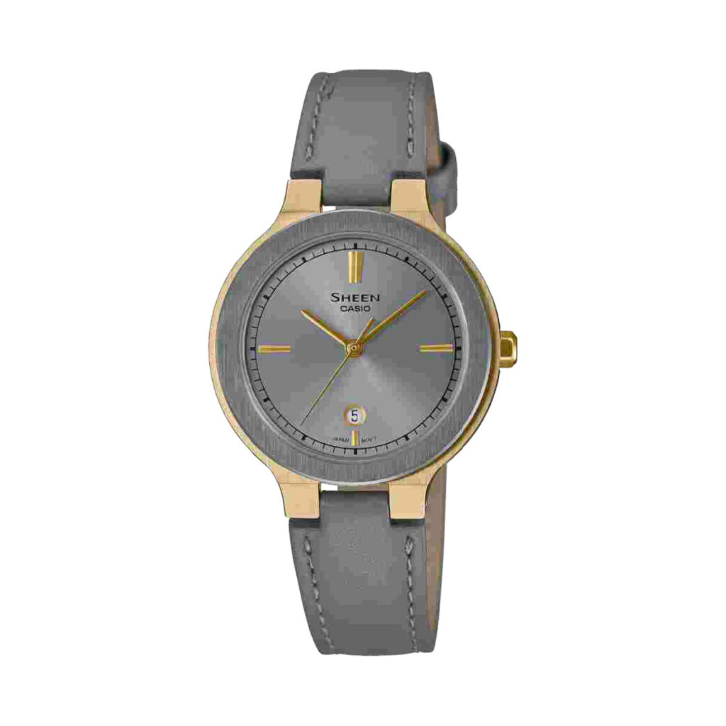 ساعت مچی زنانه بند چرم مدل SHE-4559GL-8AUDF کاسیو ادی فایس |CASIO-EDIFICE